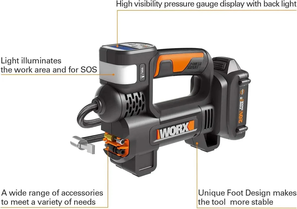 20V MAX Cordless Multi-Function Air Pump Inflator (1 x 2.0aH Battery and 1 x Charger Included) - Black - Image 9