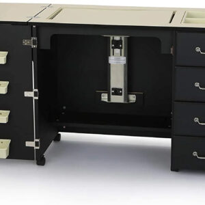 Sewing Cabinet for Sturdy Sewing, Cutting, Quilting, and Crafting with Storage and Airlift, Black Finish