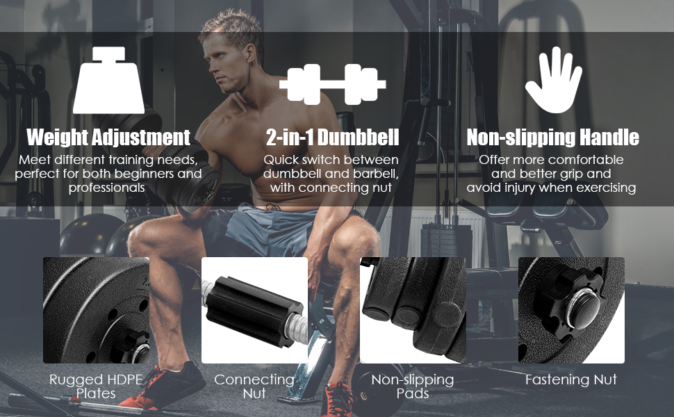 Adjustable Dumbbell Barbell Weight Pair 66 lbs