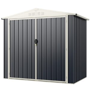 Metal Outdoor Storage Shed, Snap-on Structures for Efficient Assembly, All-Weather Color Steel Utility Storage House