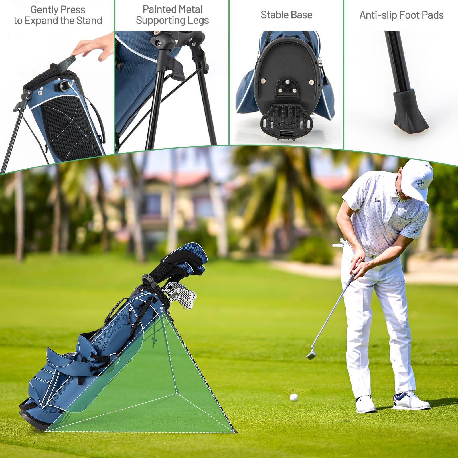 Golf Stand Bag, Lightweight Golf Club Bag with 4 Way Top Dividers - Image 6