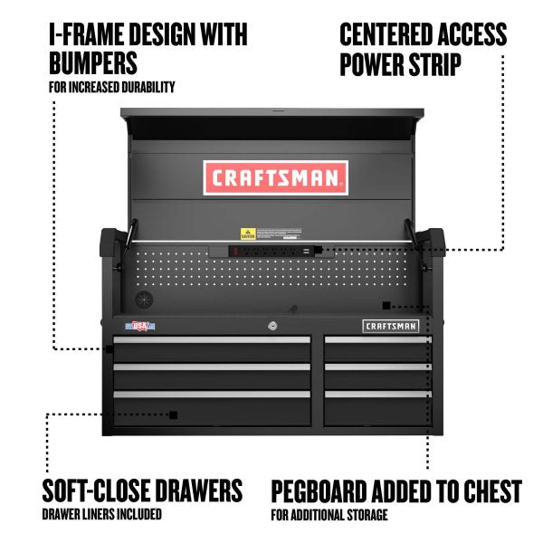 2000 Series 40.5-in W x 24.7-in H 6-Drawer Steel Tool Chest (Black) - Image 2