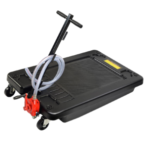 Portable Oil Drain Pan with Pump 17 Gallon Low Profile Oil Change Pan for Truck Car with 8' Hose