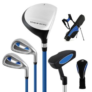 Junior Complete Golf Clubs Set for Kids, Right Hand Golf Clubs w/Stand Bag, Aged 8-10