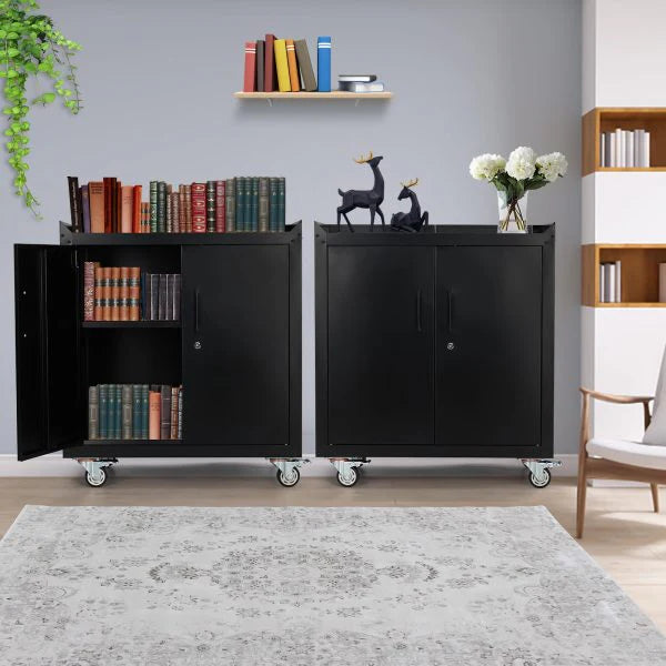 Garage Storage Cabinet with Wheels, 2 Door Tool Cabinet with Adjustable Shelves, Metal Lockable Tool Cabinet, Rolling Tool Chest for Home, 34 H x 30.3 L x 18 W, Assembly Required - Image 7