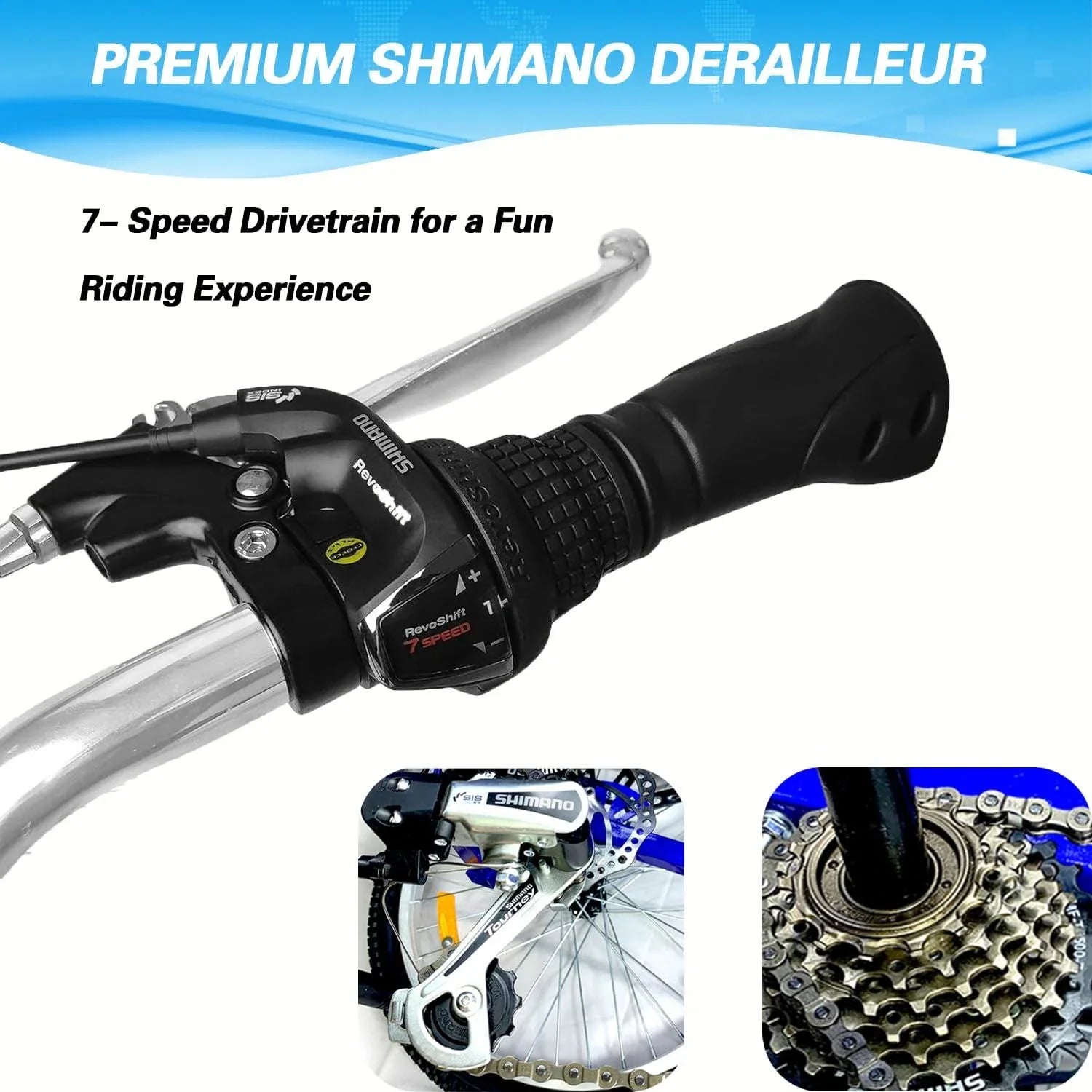 Tricycle 7 Speed, 20 inch 3 Wheel Bikes Folding Tricycle for Adults Star Strip Blue - Image 4