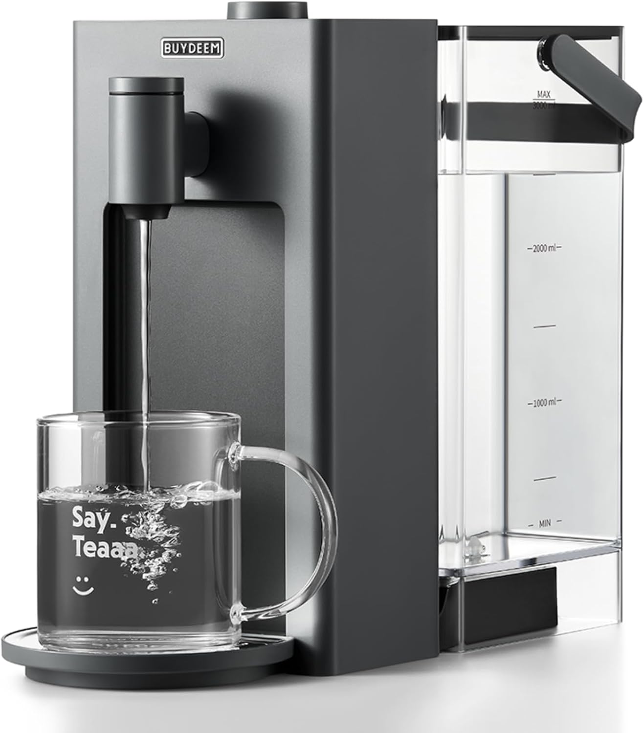 3-liter instant hot water dispenser, desktop water heater, with 8 temperature settings and 5 water volume options, quickly heats up, highly suitable for home and office use, featuring a warm and pleasant light green design.