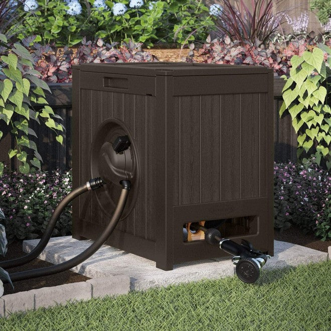 Suncast 125 Aquawinder Auto Rewind Water Powered Yard Hose Reel, Java (2 Pack) - Image 4