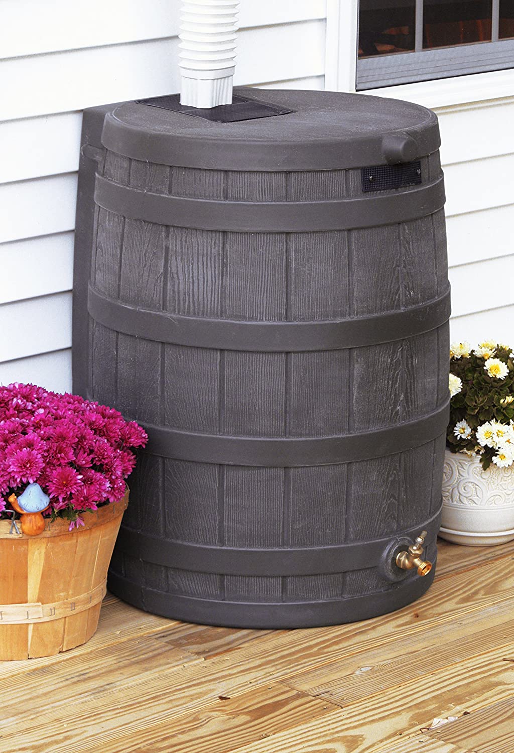 50 Gallon Plastic Outdoor Home Rain Barrel Water Storage Collector - Image 7