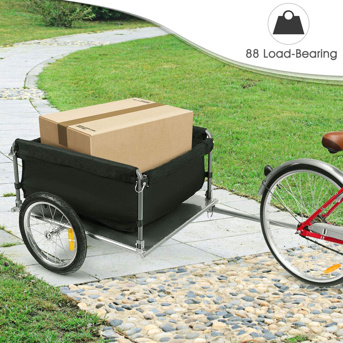 Cargo Bike Trailer, Folding Frame Quick Release 16" Wheels Bicycle Cargo Trailer - Image 5