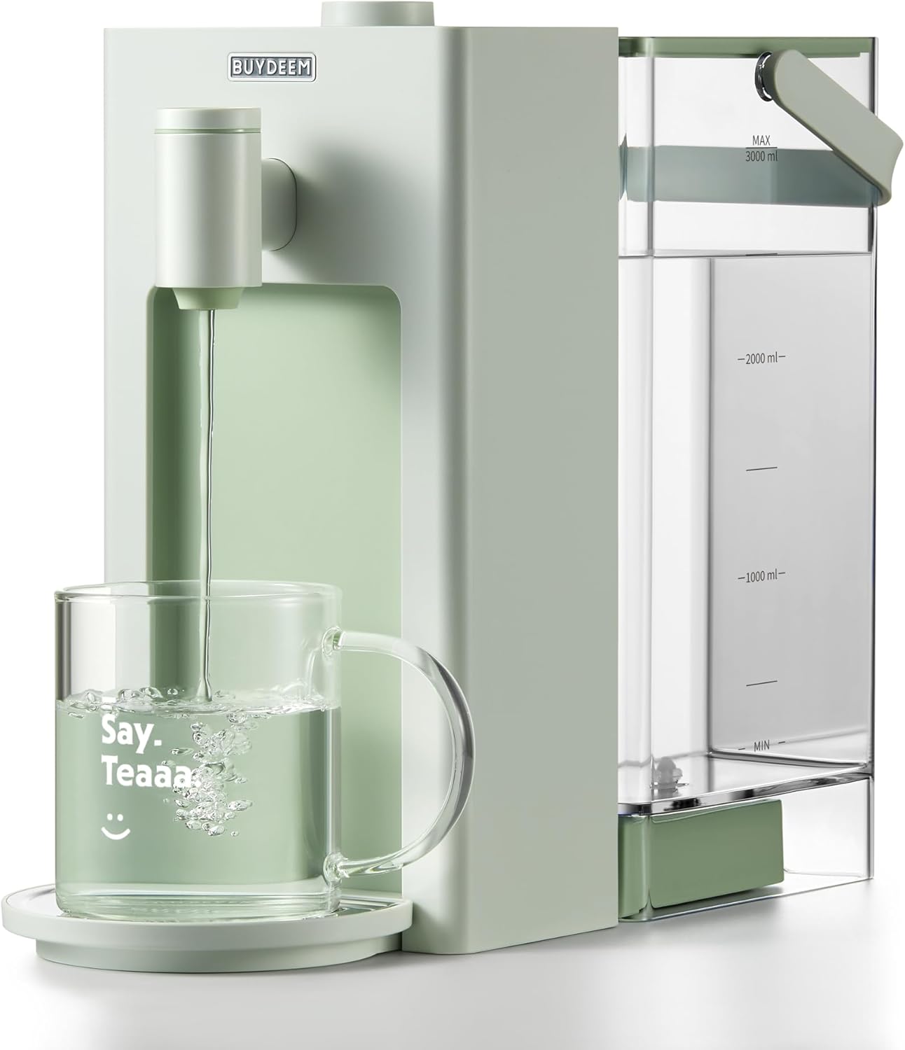 3-liter instant hot water dispenser, desktop water heater, with 8 temperature settings and 5 water volume options, quickly heats up, highly suitable for home and office use, featuring a warm and pleasant light green design. - Image 2