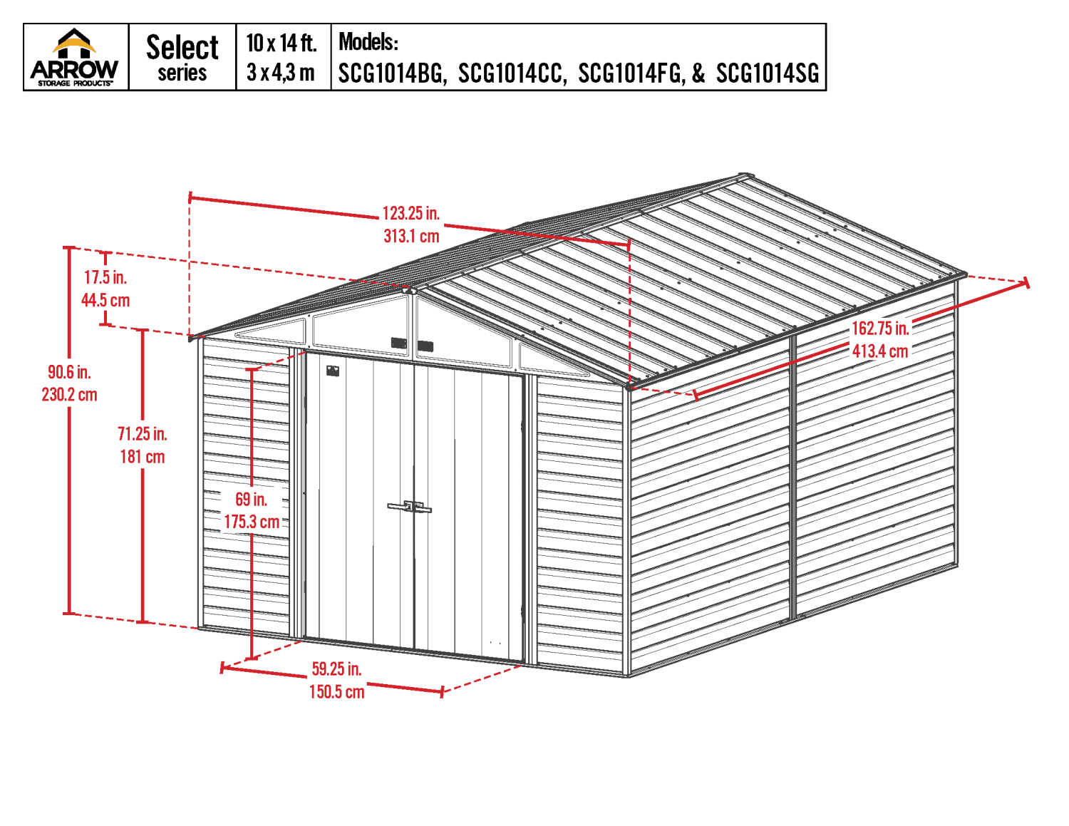Arrow Select Steel Storage Shed, 10x14, Blue Grey - Image 17