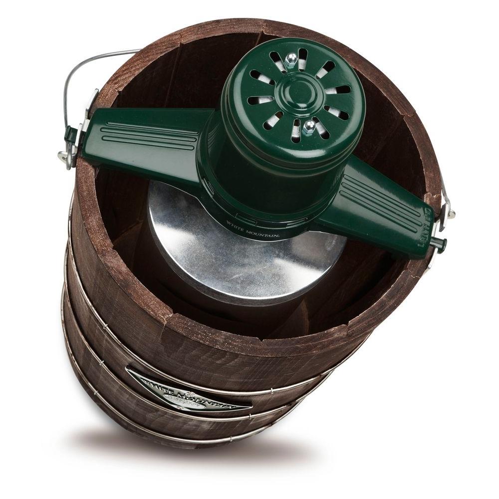 White Mountain 6 Qt. Green and Brown Electric Ice Cream Maker - Image 2