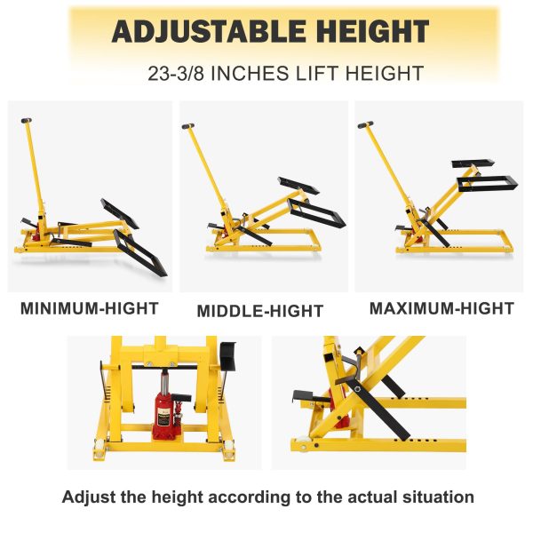 Lawn Mower Lift with Hydraulic Jack, 26 Inches Lawn Mower Lift, Welded Solid Steel Construction, Weight Capacity 500 LBS, for Riding Lawn Mowers Tractors, ATVs Maintenance - Image 2
