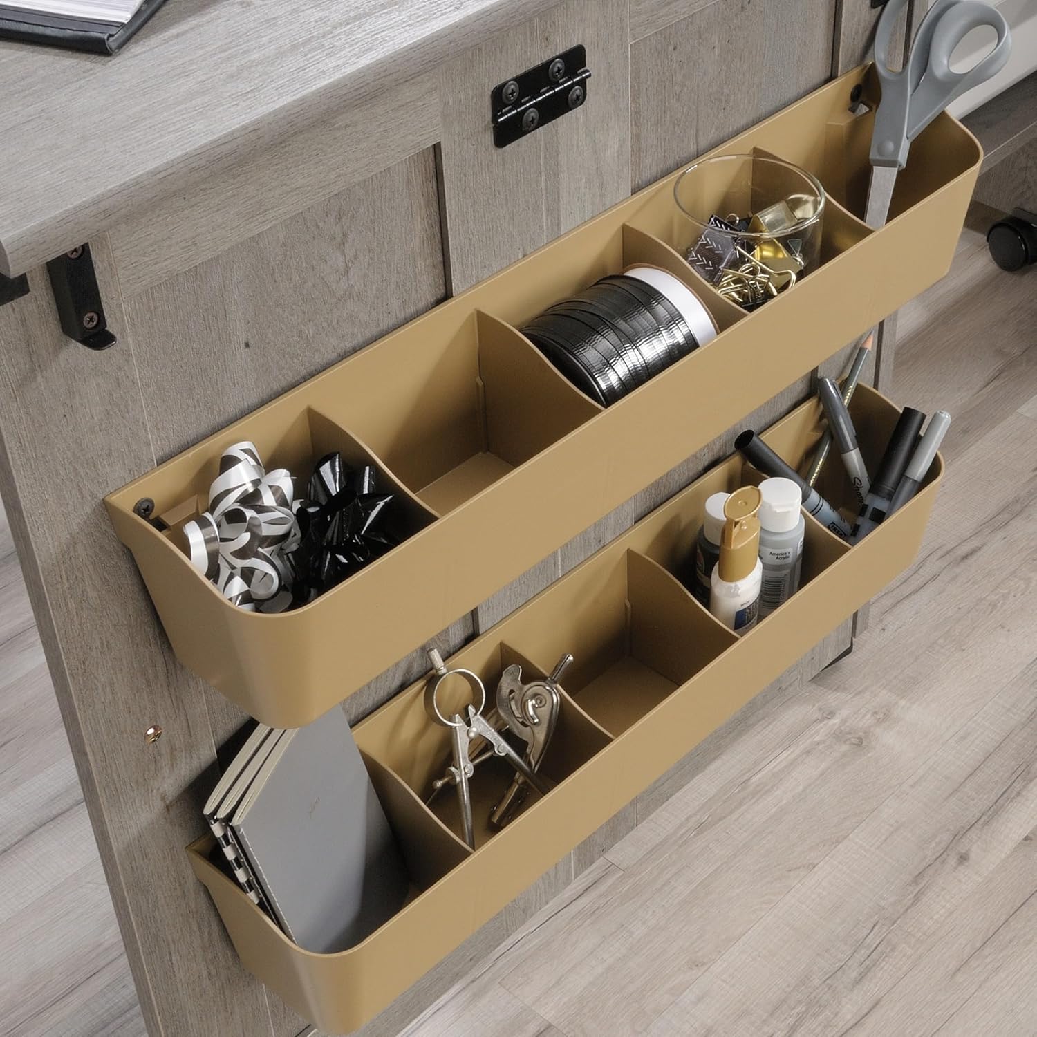 Craft Cart Storage Cabinet, Rolling Sewing Table with Expandable Top, Mystic Oak - Image 4