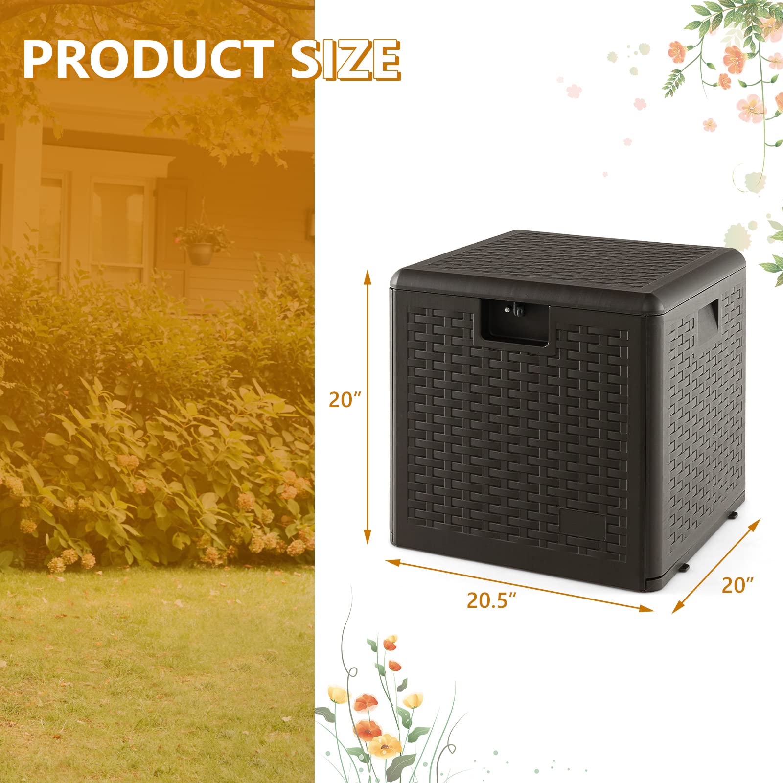 Outdoor Storage Box, 31 73 100 Gallon Waterproof Resin Patio Storage Box with Lockable Lid, Side Handle for Pillows, Cushions - Image 7