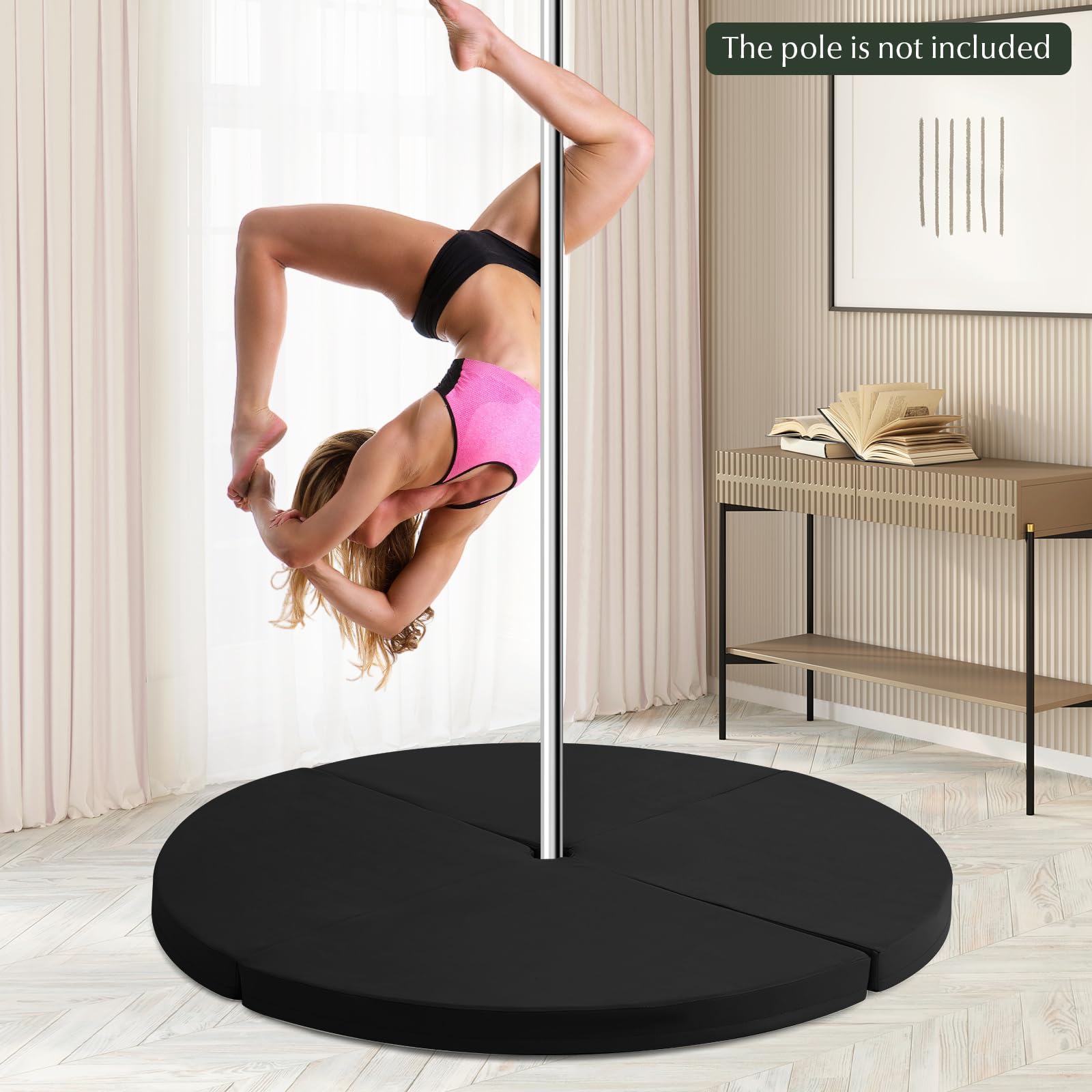 Pole Dance Crash Mat, Round Portable Yoga Mat with EPE Foam, Safety Dancing Cushion Specialized Fall Safety Padding - Image 7
