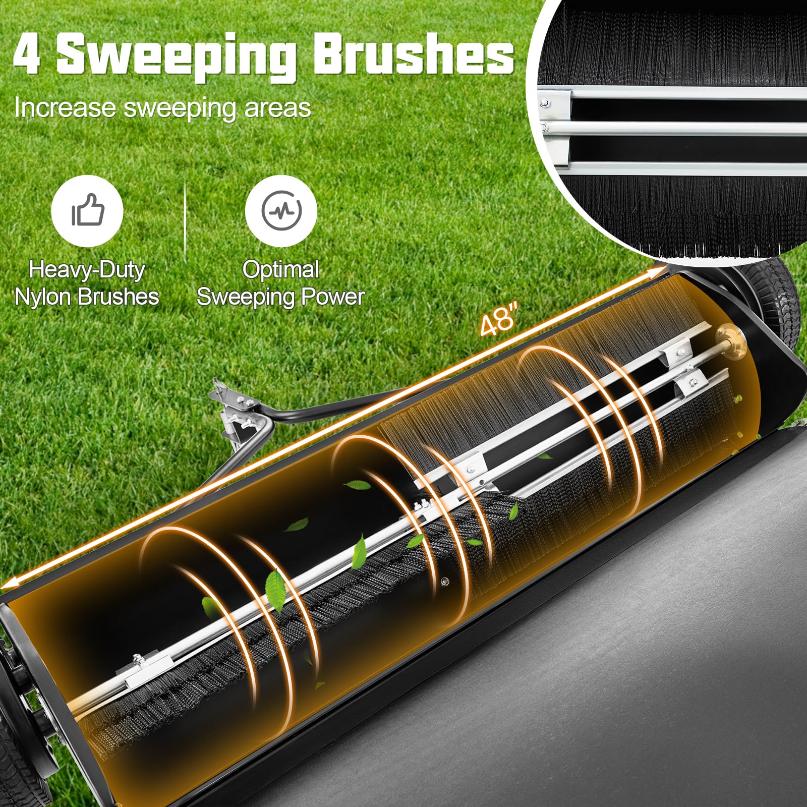 Lawn Sweeper Tow Behind with Large-Capacity Hopper Bag - Image 14