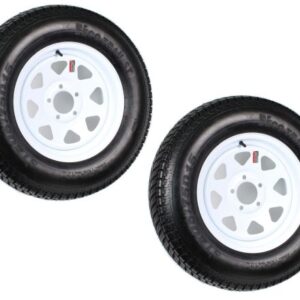2-Pack Trailer Tire On Rim ST205/75D15 205/75 D 15 in. LRC 5 Hole White Spoke