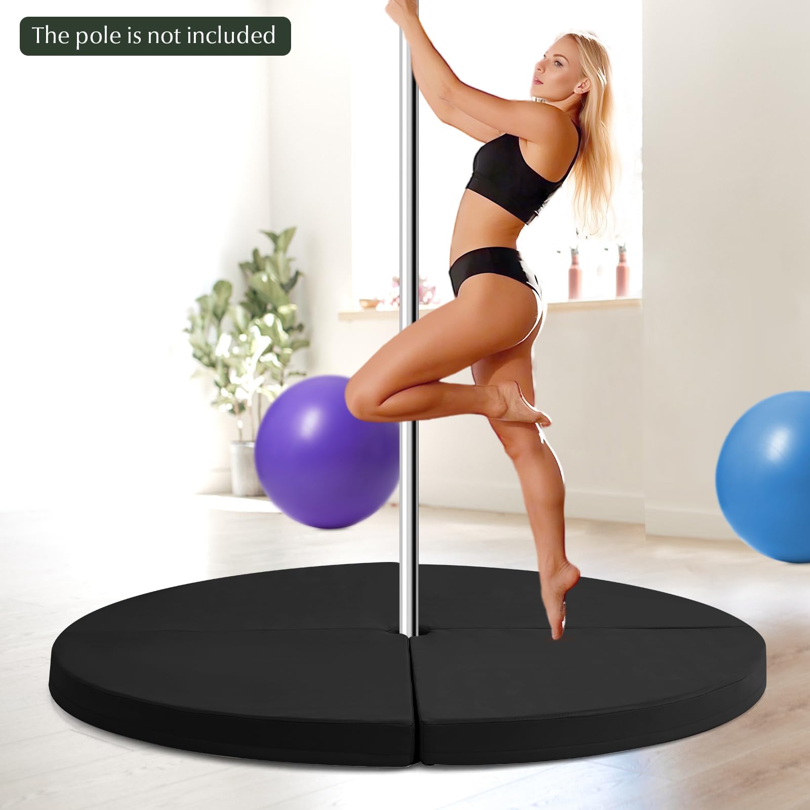 Pole Dance Crash Mat, Round Portable Yoga Mat with EPE Foam, Safety Dancing Cushion Specialized Fall Safety Padding - Image 8