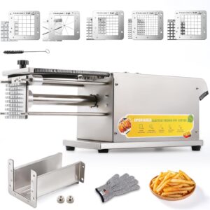 Upgraded French-style fries cutter, equipped with 5 blades, electric potato cutter, professional cutter for making French fries, suitable for both commercial and household use, made of stainless steel, suitable for sweet potatoes and cucumbers.