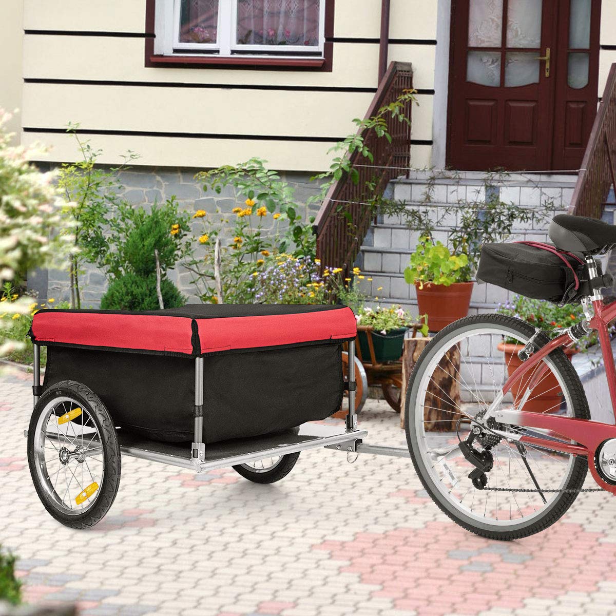 Cargo Bike Trailer, Folding Frame Quick Release 16" Wheels Bicycle Cargo Trailer - Image 2