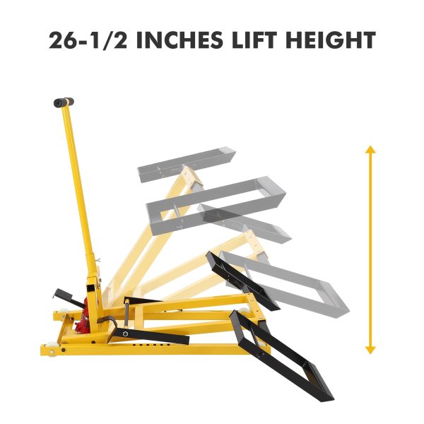 Lawn Mower Lift with Hydraulic Jack, 26 Inches Lawn Mower Lift, Welded Solid Steel Construction, Weight Capacity 500 LBS, for Riding Lawn Mowers Tractors, ATVs Maintenance - Image 5