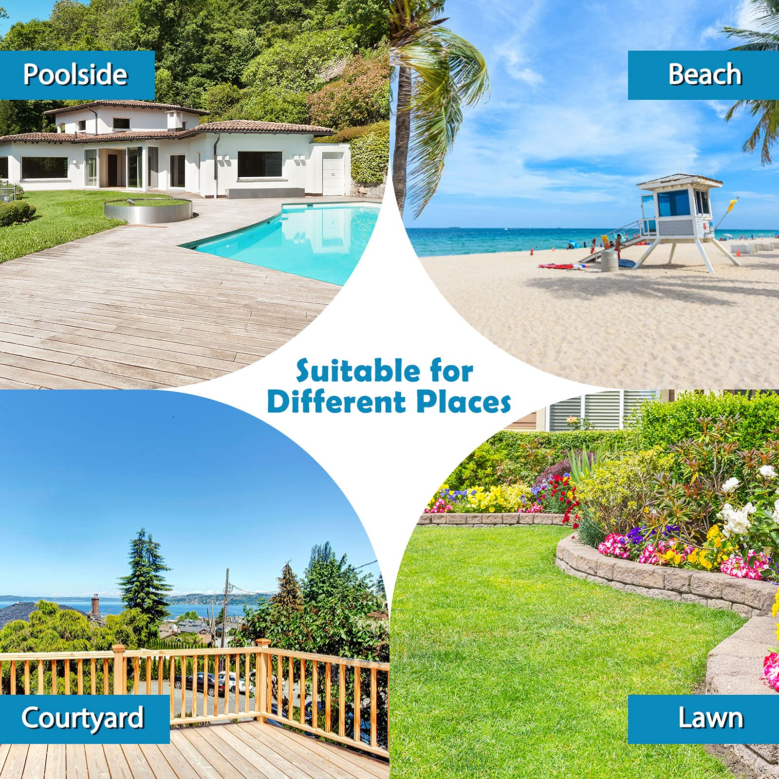 Folding Lounge Chair w/Shade Canopy and Storage Pocket - Image 2