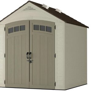 7x7 Storage Shed with Multi-Wall Resin Panels, 4 Skylights, IllumiVent System, and Pad-Lockable Doors, 84quot; D x 84quot; W x 98" H