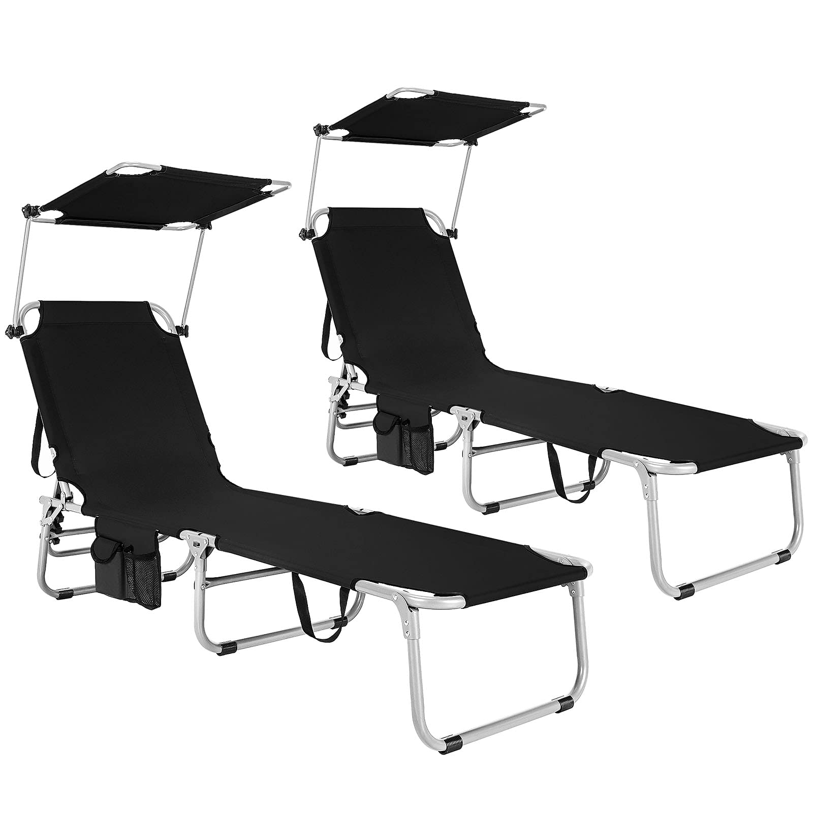 Folding Lounge Chair w/Shade Canopy and Storage Pocket - Image 12