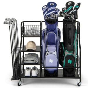 Golf Bag Storage Garage Organizer, Extra Large Storage Stand for 2 Golf Bags