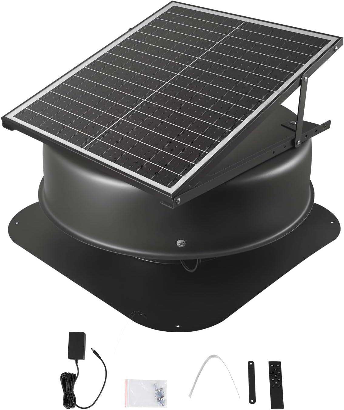 Roof attic exhaust fan, 50-watt intelligent solar roof ventilation fan, equipped with thermostat, remote control, 3000 cubic feet per minute airflow, built-in smoke sensor and automatic stop function (for cooling and dehumidification) - Image 2
