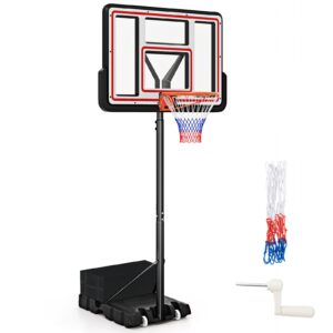 Basketball Hoop Outdoor, 7.4-10FT Quickly Height Adjustable Basketball Goal with 44 Inch Shatterproof PC Backboard