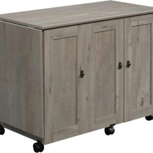 Craft Cart Storage Cabinet, Rolling Sewing Table with Expandable Top, Mystic Oak