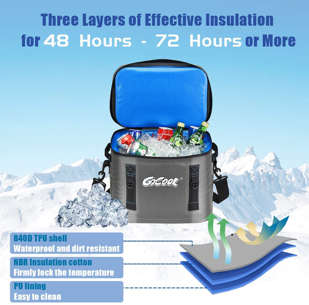 30-Can Portable Cooler Bag, Insulated Soft Camping Cooler - Image 7