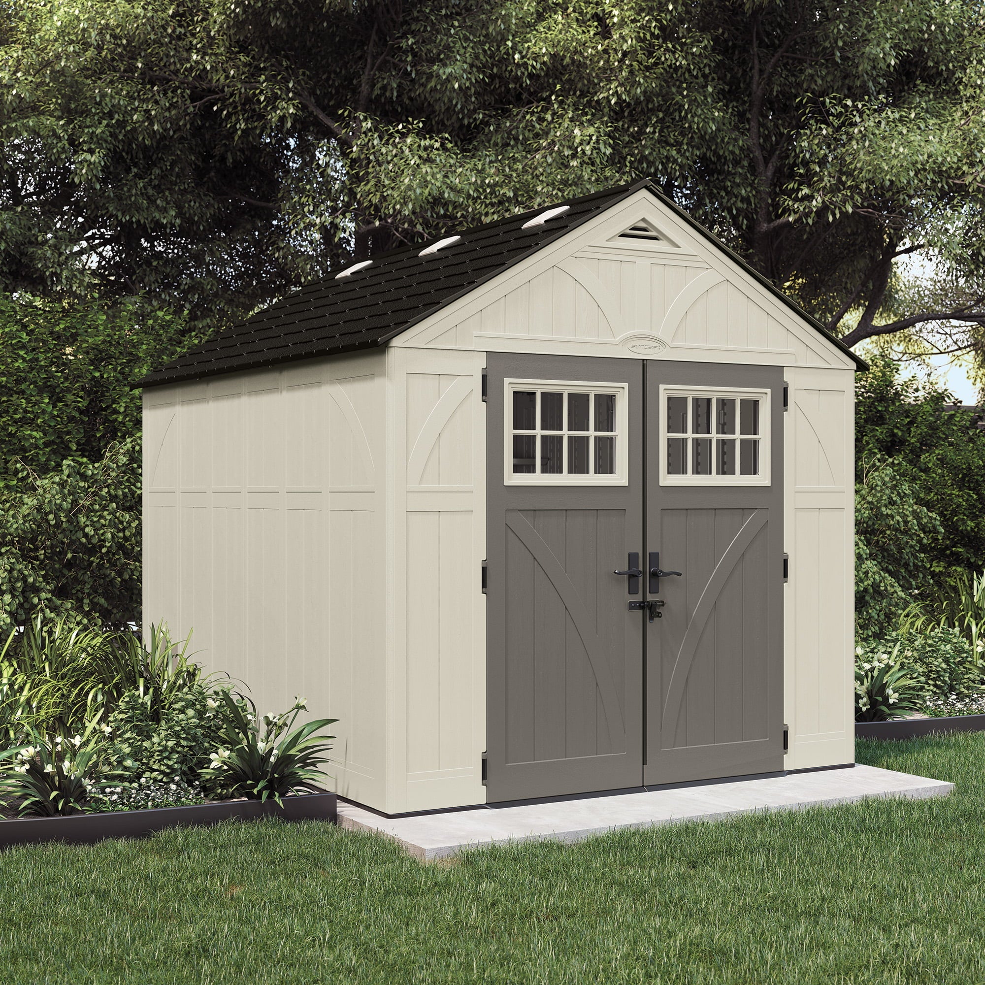 Suncast 8 x 10 ft. Metal and Resin Storage Shed, Vanilla - Image 3