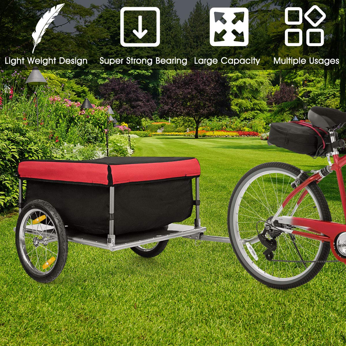 Cargo Bike Trailer, Folding Frame Quick Release 16" Wheels Bicycle Cargo Trailer - Image 3