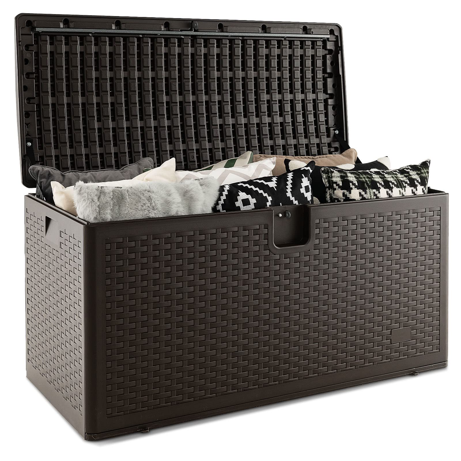 Outdoor Storage Box, 31 73 100 Gallon Waterproof Resin Patio Storage Box with Lockable Lid, Side Handle for Pillows, Cushions - Image 19