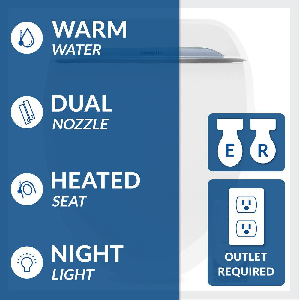 USPA 6800 Luxury Electric Bidet Seat for Elongated Toilets in White USPA6800-E - Image 2