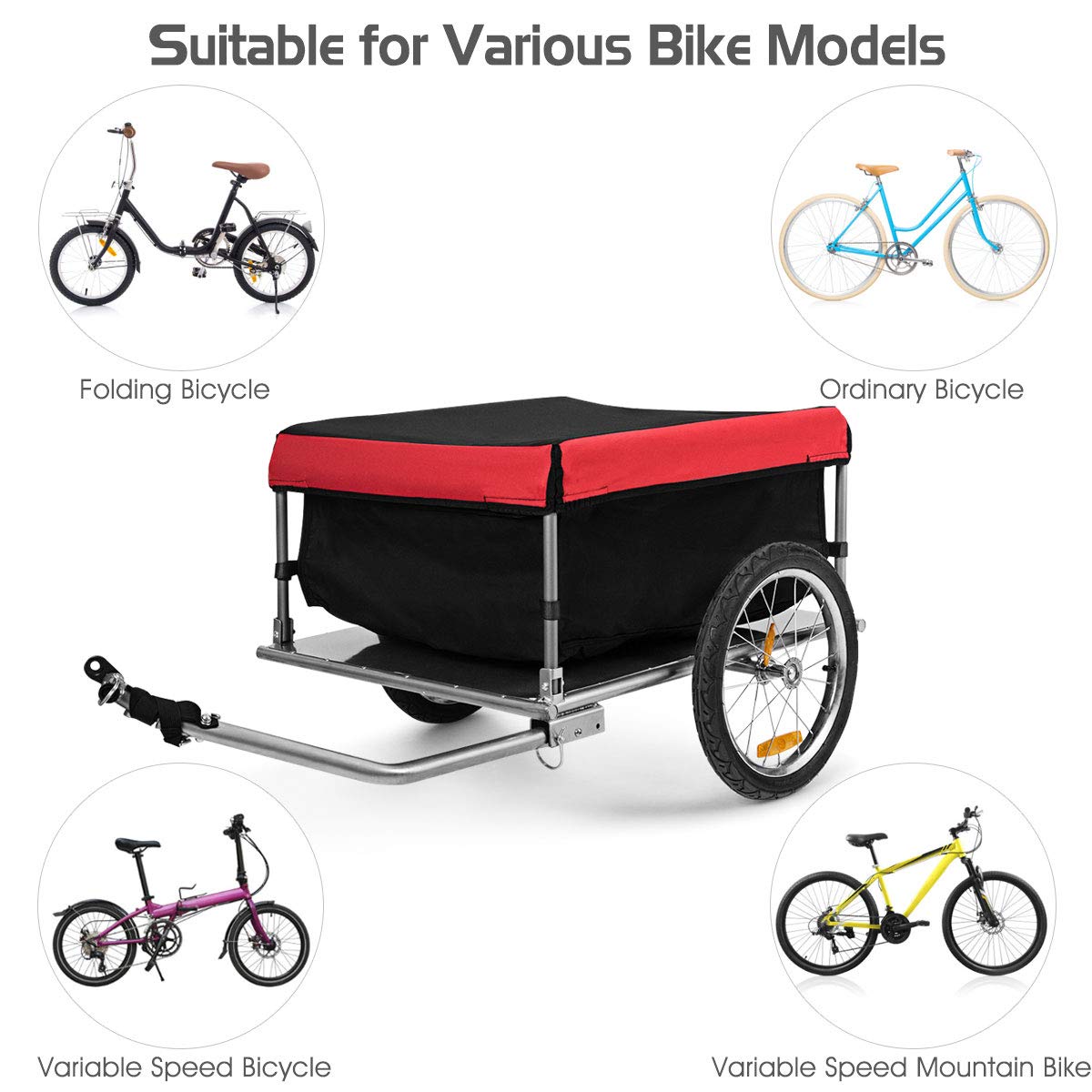 Cargo Bike Trailer, Folding Frame Quick Release 16" Wheels Bicycle Cargo Trailer - Image 6