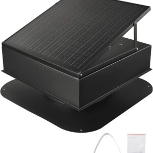 Roof attic exhaust fan, 50-watt intelligent solar roof ventilation fan, equipped with thermostat, remote control, 3000 cubic feet per minute airflow, built-in smoke sensor and automatic stop function (for cooling and dehumidification)