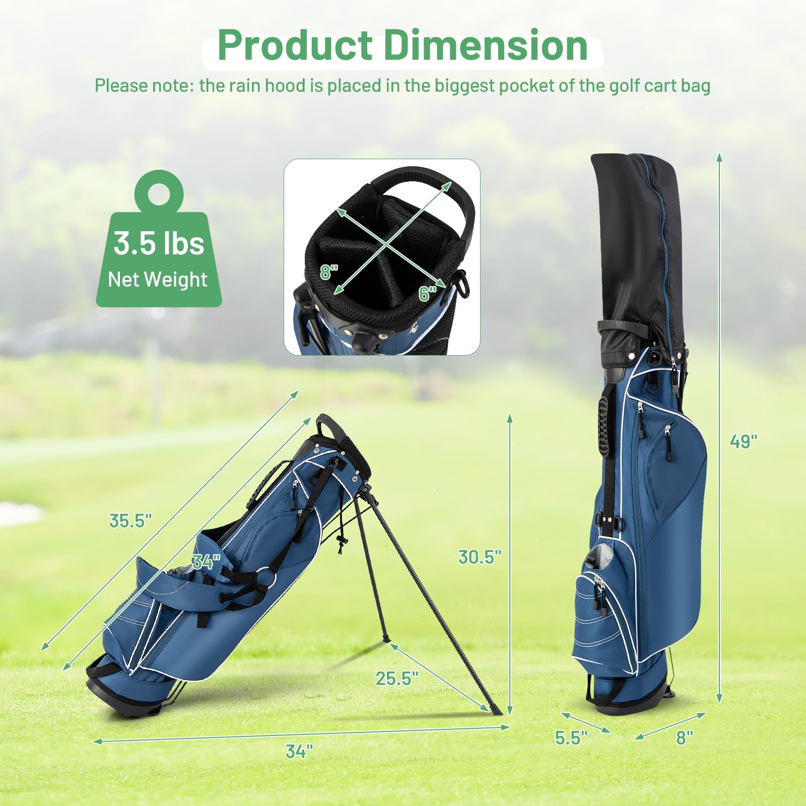 Golf Stand Bag, Lightweight Golf Club Bag with 4 Way Top Dividers - Image 7