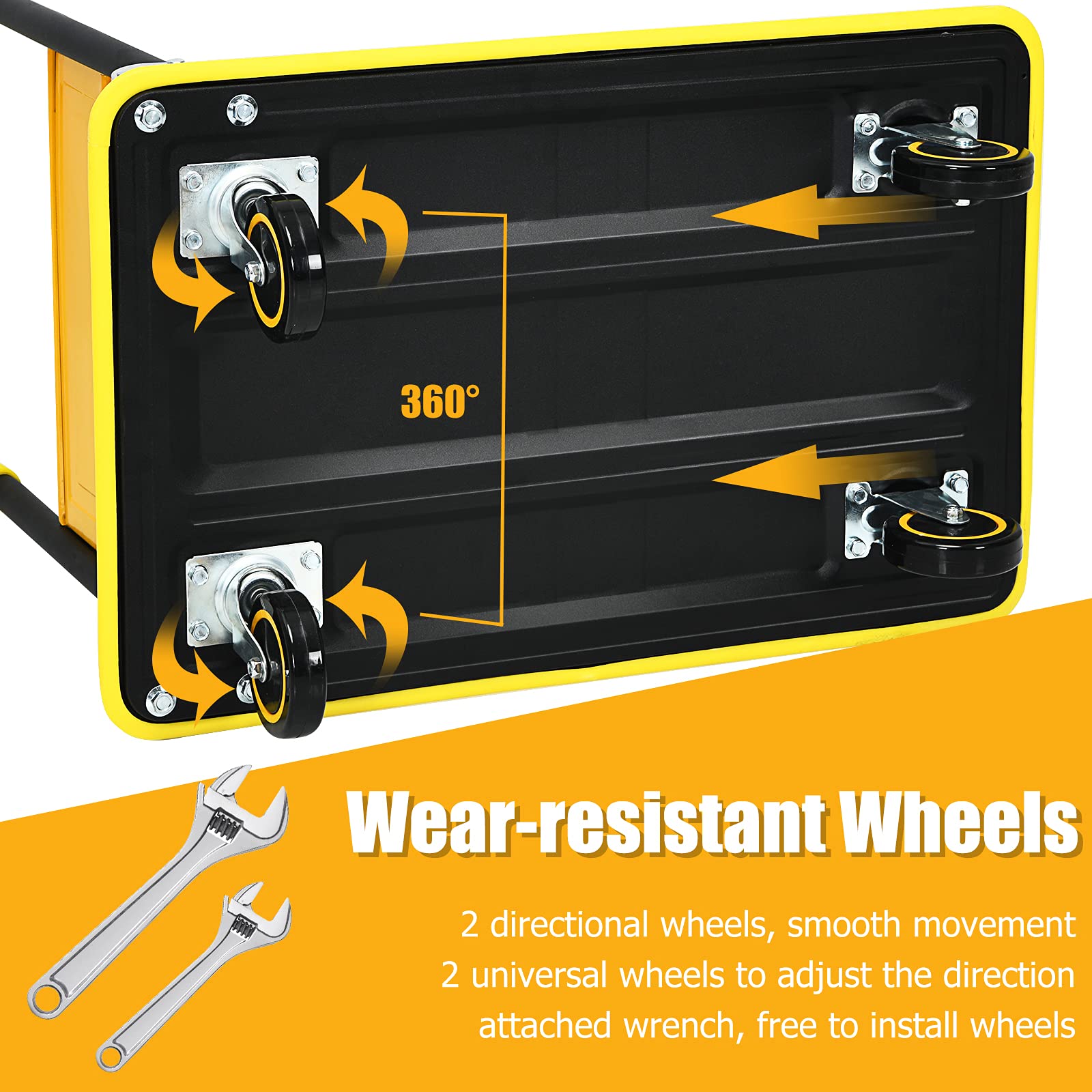 Folding Platform Cart, 330LBS Rolling Flatbed Cart Hand Platform Truck Push Dolly for Loading, Yellow - Image 6