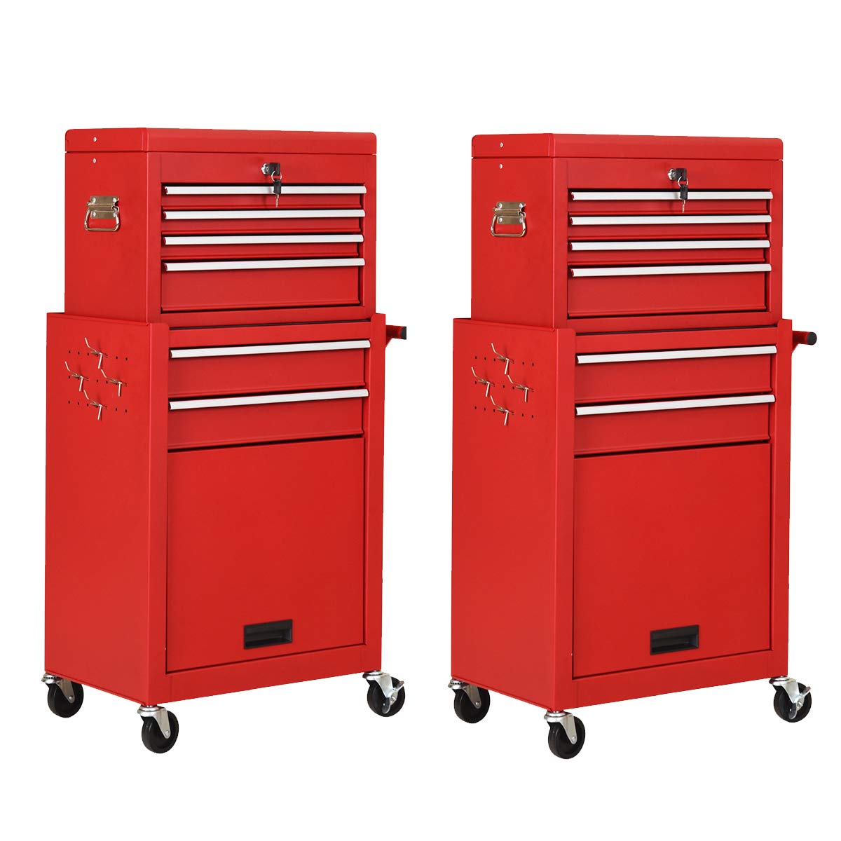 2PCS Rolling Tool Chest, 6-Drawer Toolbox Set of 2 - Image 6
