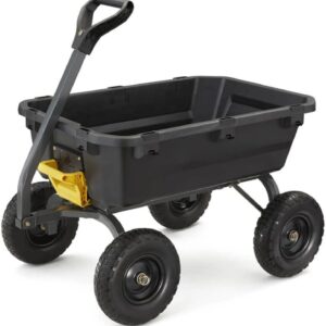Heavy-Duty Poly Dump Garden Cart with No-Flat Tires, 7 Cubic Feet, 1200-Pound Capacity, Black