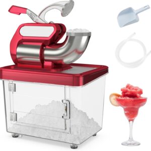 660-pound-per-hour commercial ice cube crusher, 300-watt ETL-certified electric ice cone machine, equipped with double blades, safety on/off button, 120-volt stainless steel ice cream maker, suitable for home restaurants, bars (gray)