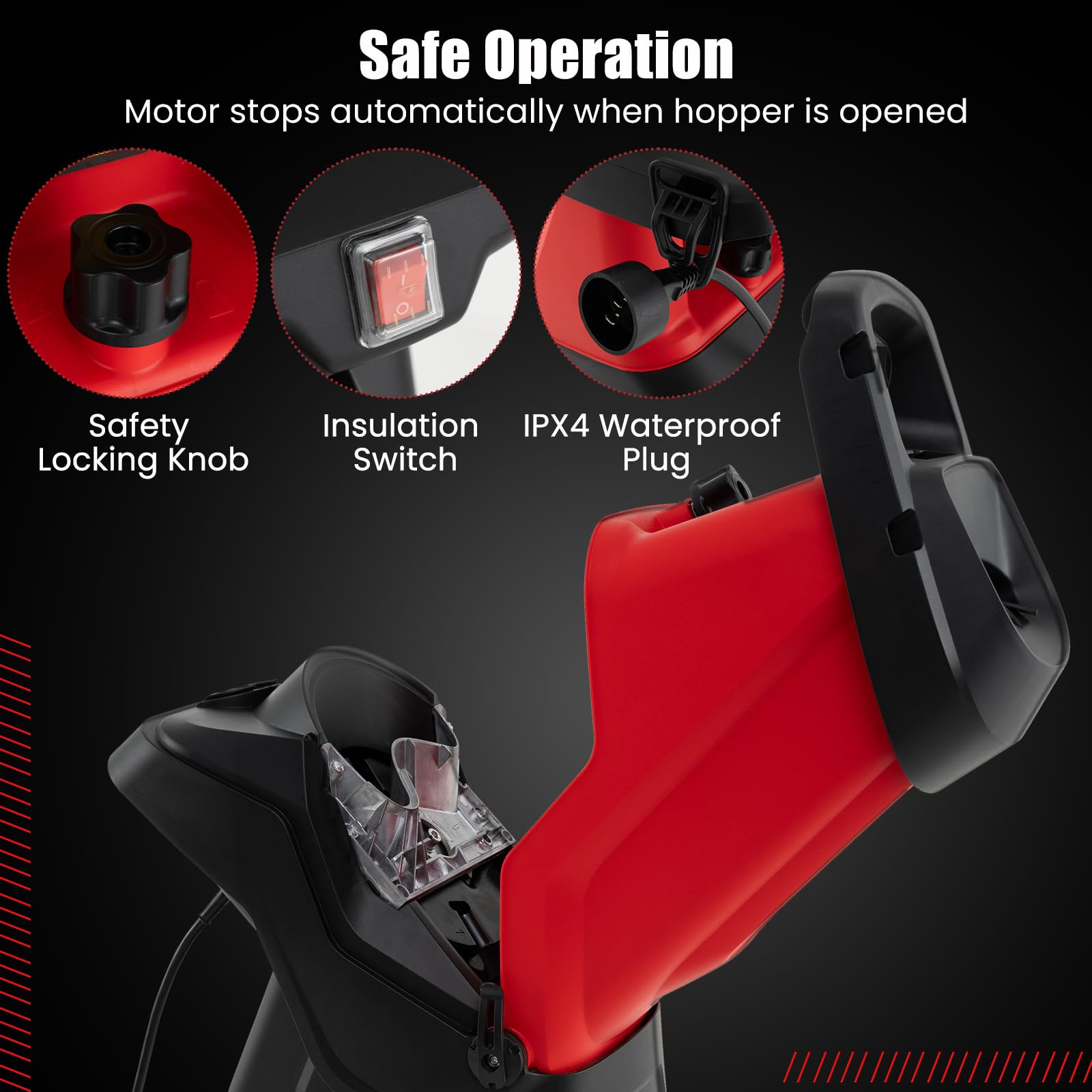 Goplus 15-AMP Electric Wood Chipper and Shredder, Leaf Mulcher with Wheels, Safety Locking Knob - Image 6