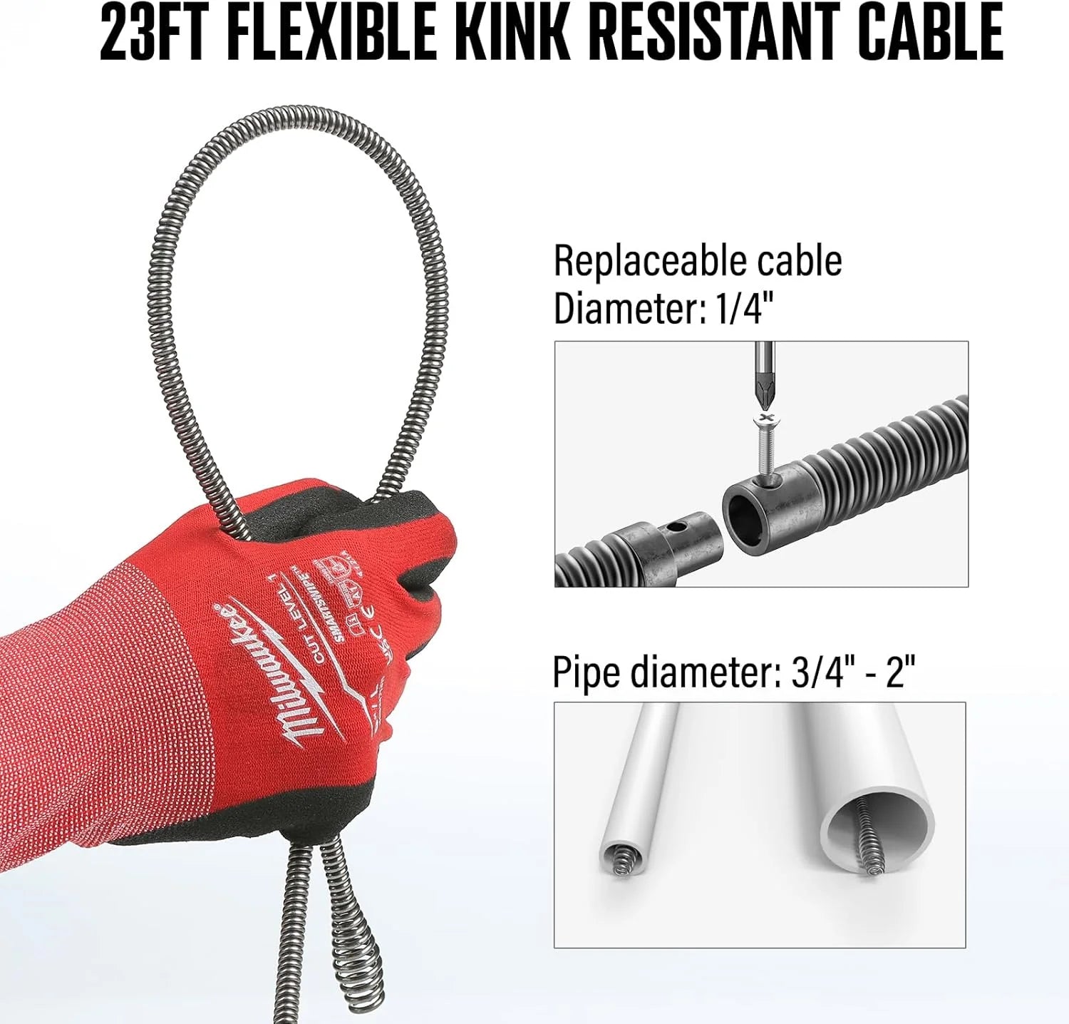 20V Cordless Electric Drain Auger-Efficient 25Ft Auto-Feed Drain Snake with Replaceable Cable,2.0Ah Battery,Charger,Storage Bag & Gloves for Kitchen,Bathroom,Shower Pipes (3/4"-2")" - Image 13