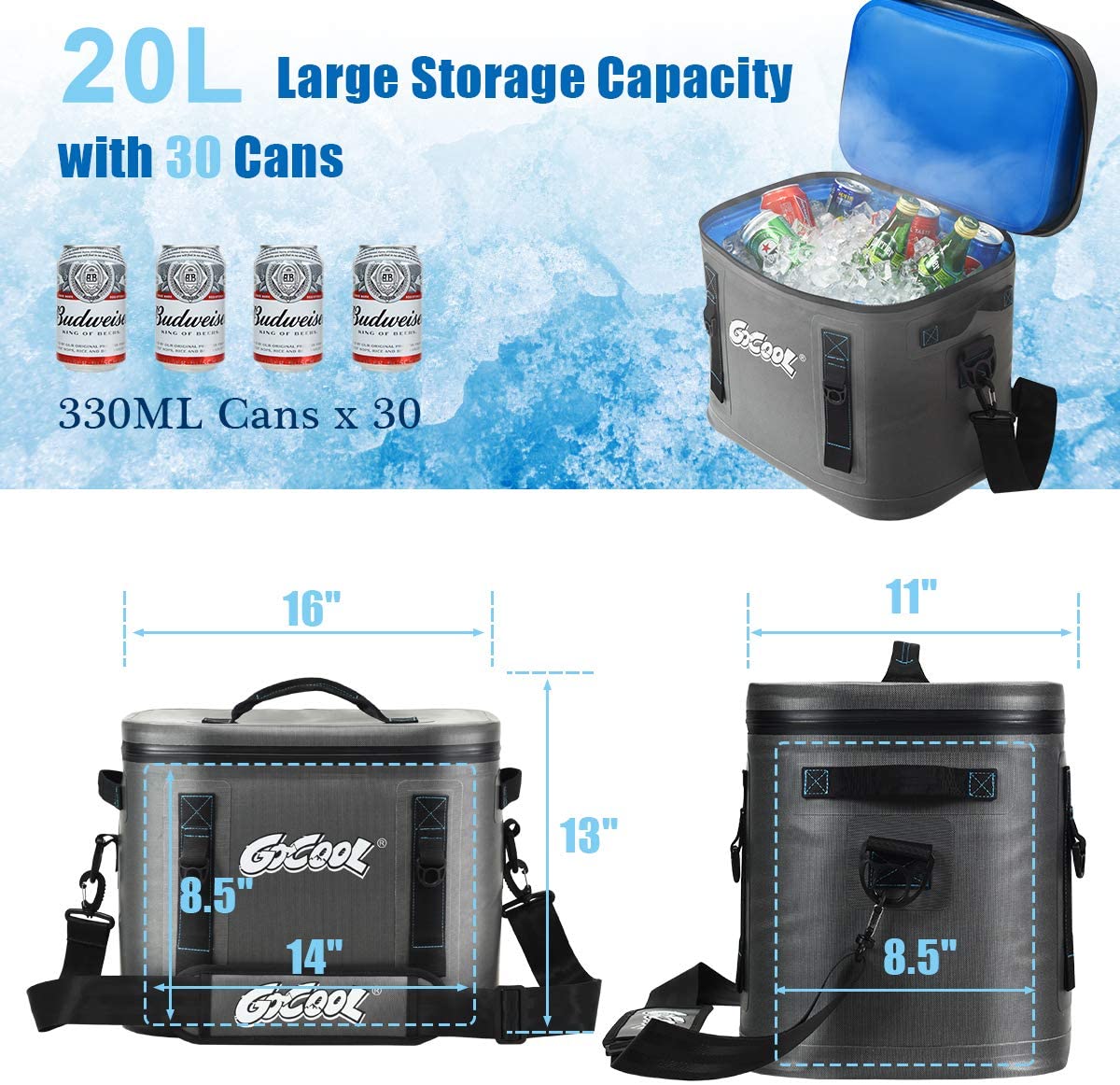 30-Can Portable Cooler Bag, Insulated Soft Camping Cooler - Image 4