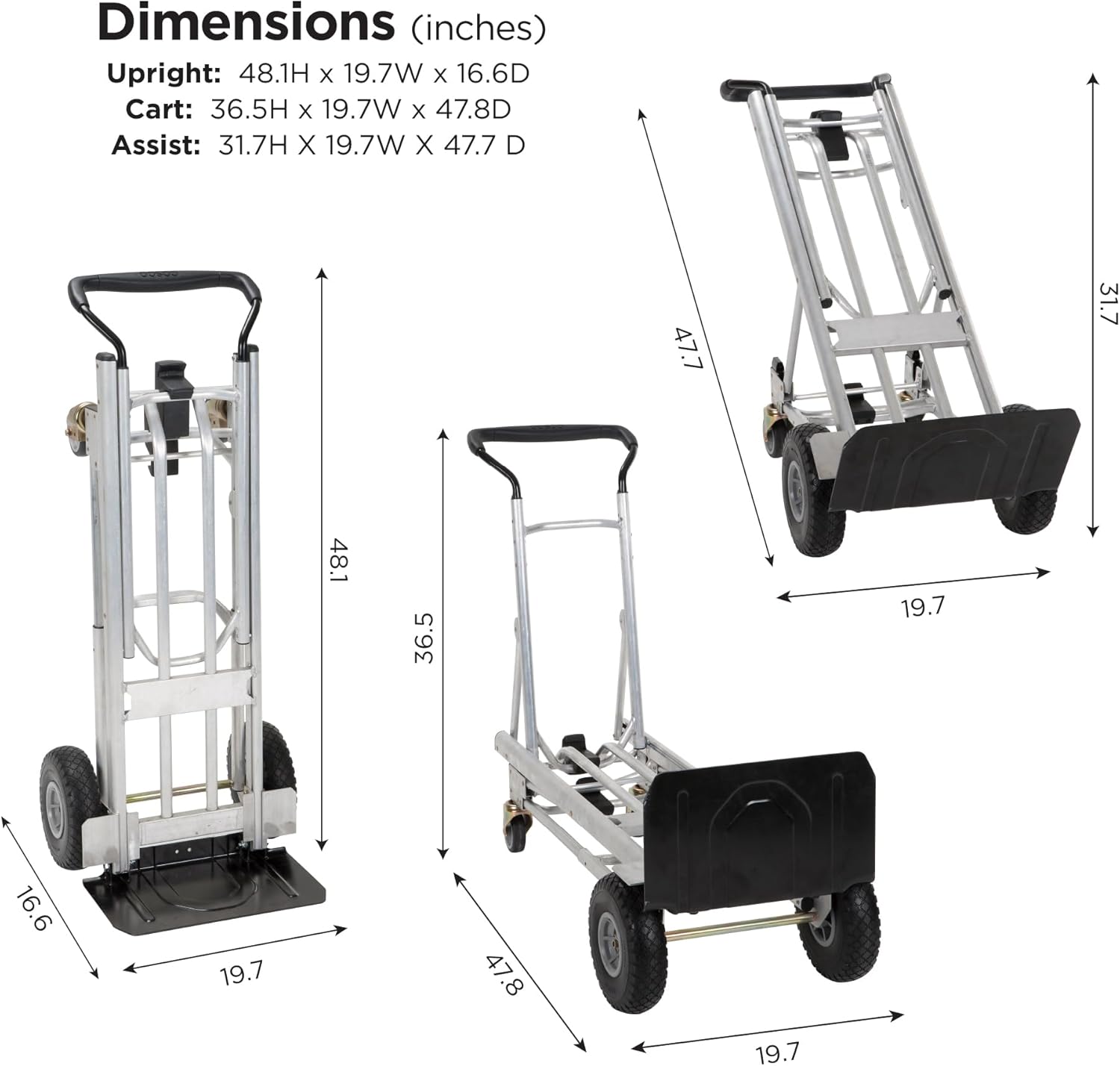 4-in-1 Folding Series Hand Truck with Flat-Free Wheels - Image 4